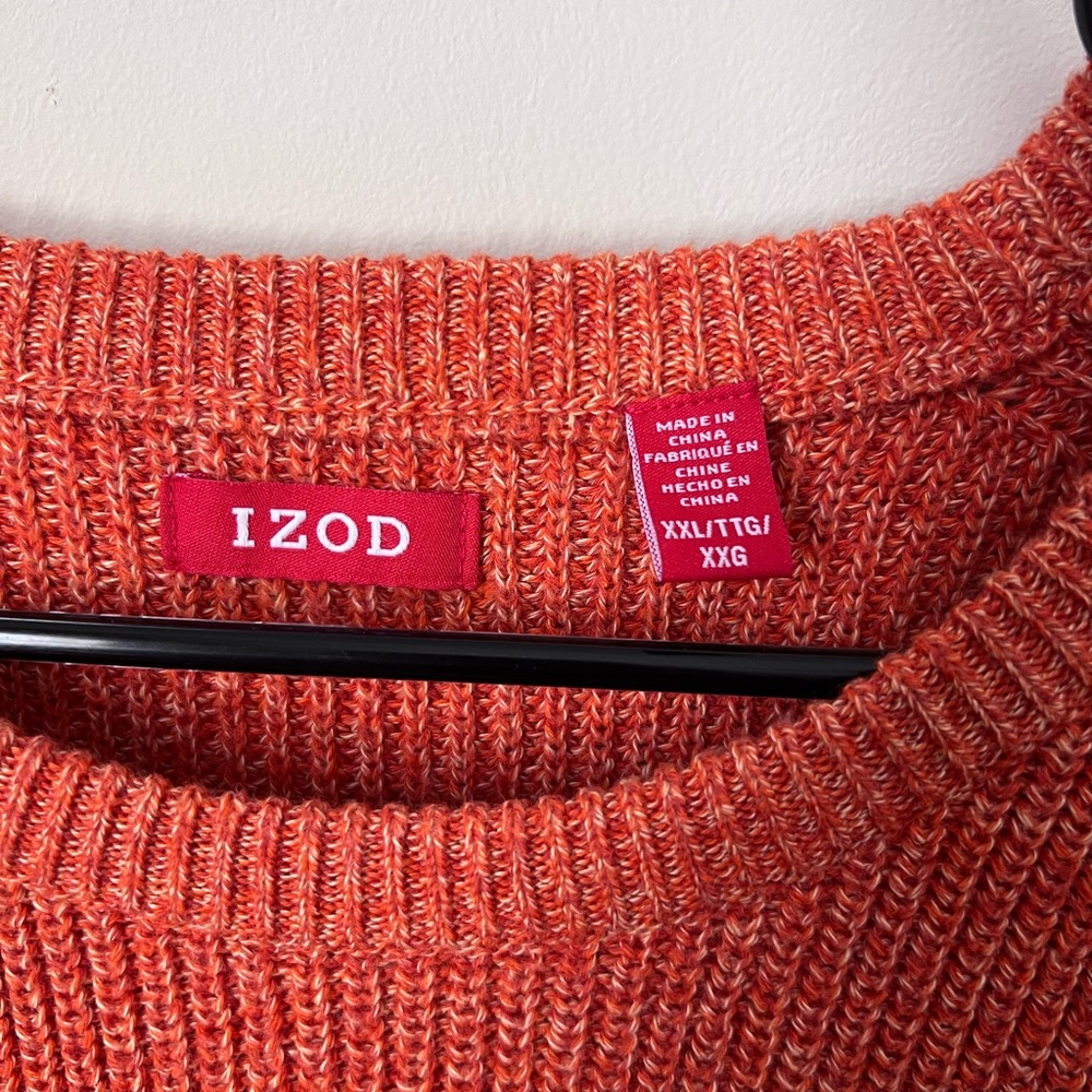 izod xxl heavy knit orange heather crewneck sweater - Picture 4 of 7